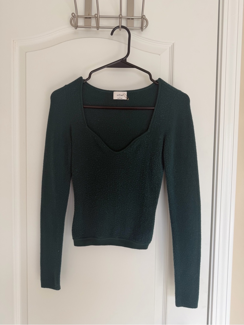 Aritzia Wilfred Free Tuscany Sweater Sweetheart Neck Knit Aventurine Green Size